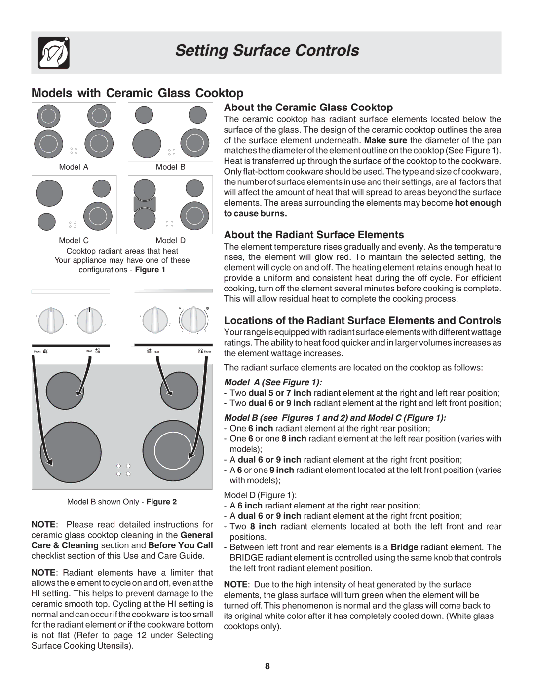 Frigidaire 318203821E warranty Models with Ceramic Glass Cooktop, About the Ceramic Glass Cooktop 