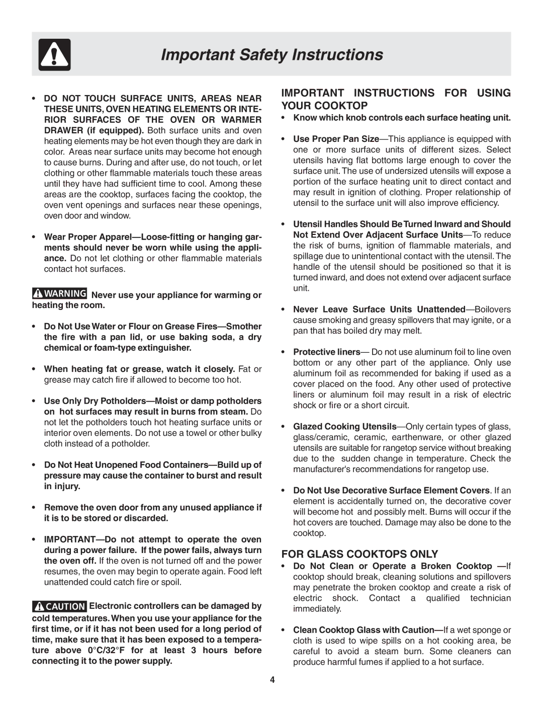 Frigidaire 318203825 Important Instructions for Using Your Cooktop, Know which knob controls each surface heating unit 