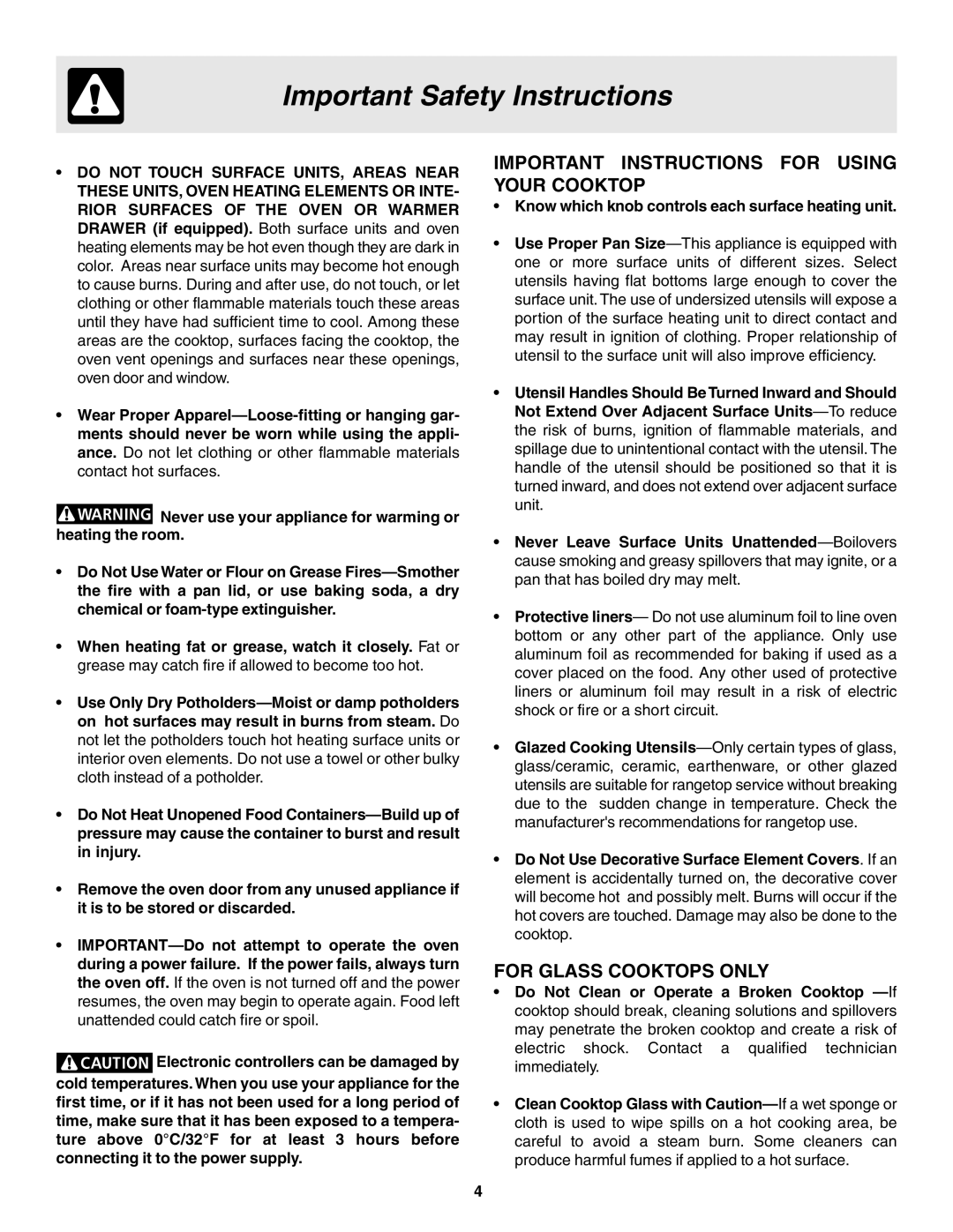 Frigidaire 318203860 Important Instructions for Using Your Cooktop, Know which knob controls each surface heating unit 