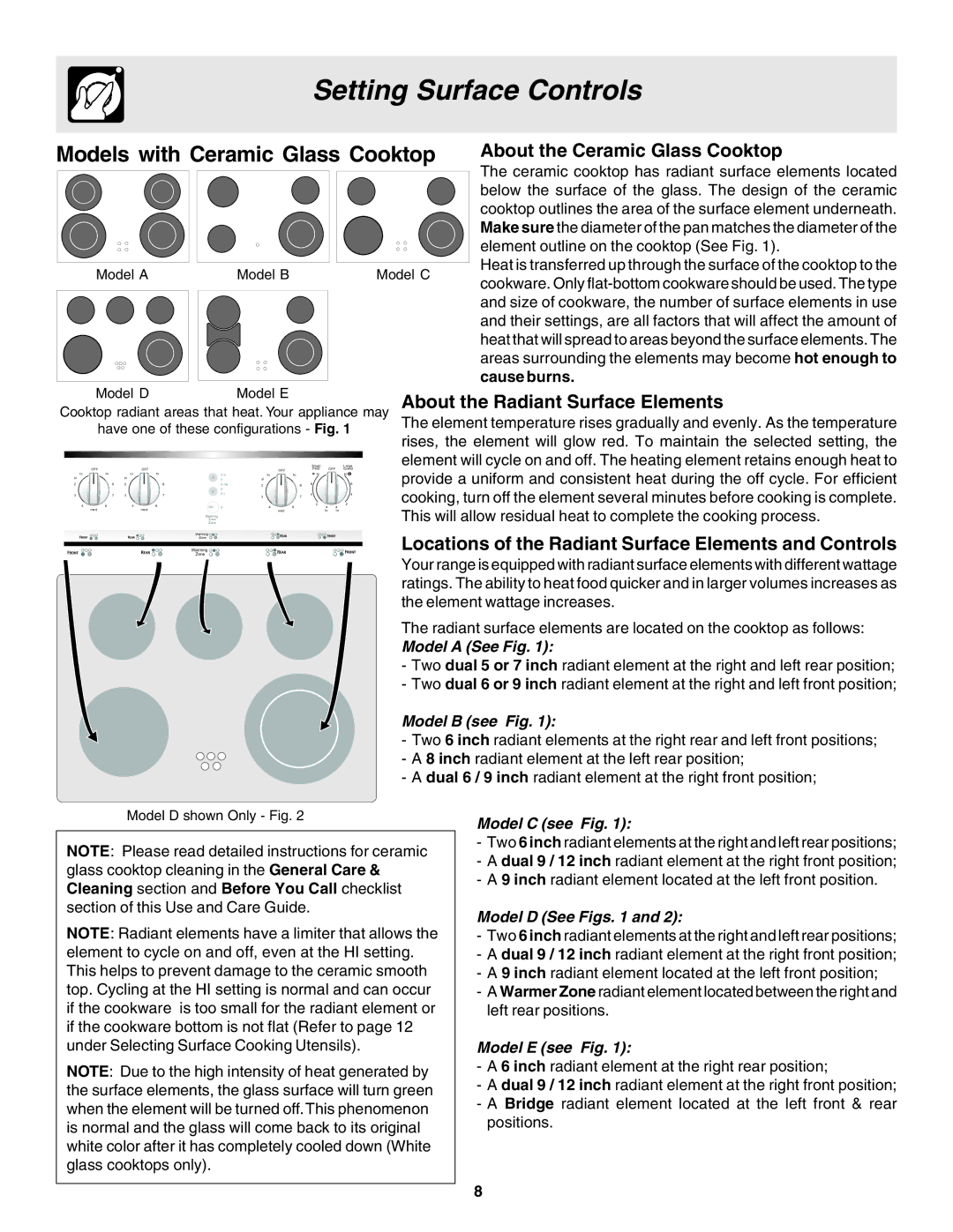 Frigidaire 318203860 warranty Models with Ceramic Glass Cooktop, About the Ceramic Glass Cooktop 