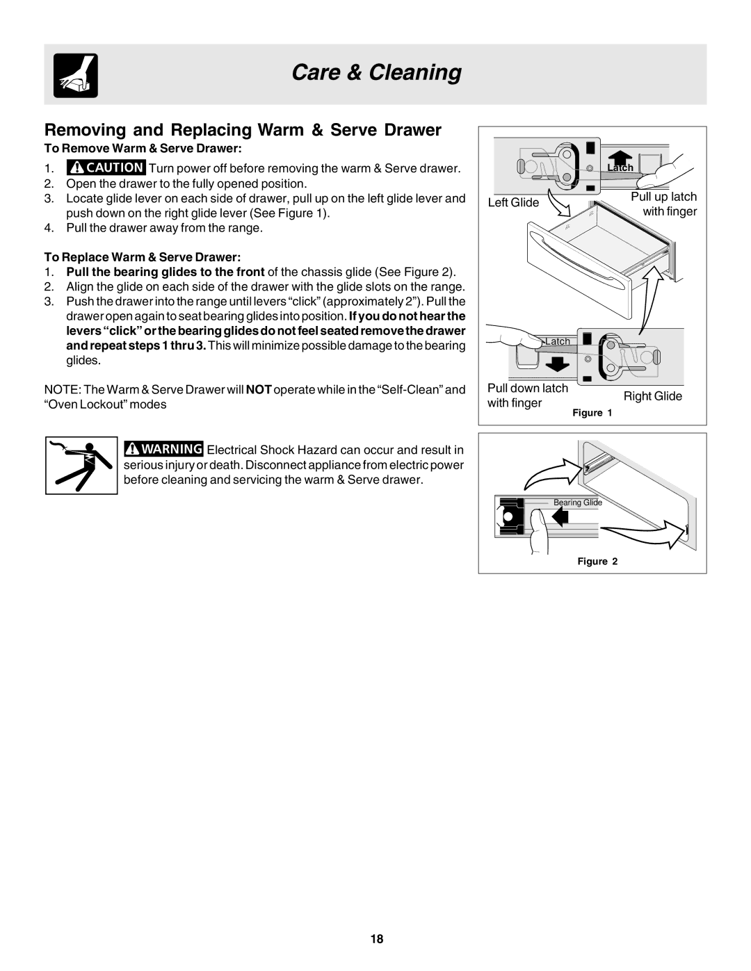 Frigidaire 318203863 warranty Removing and Replacing Warm & Serve Drawer, To Remove Warm & Serve Drawer 