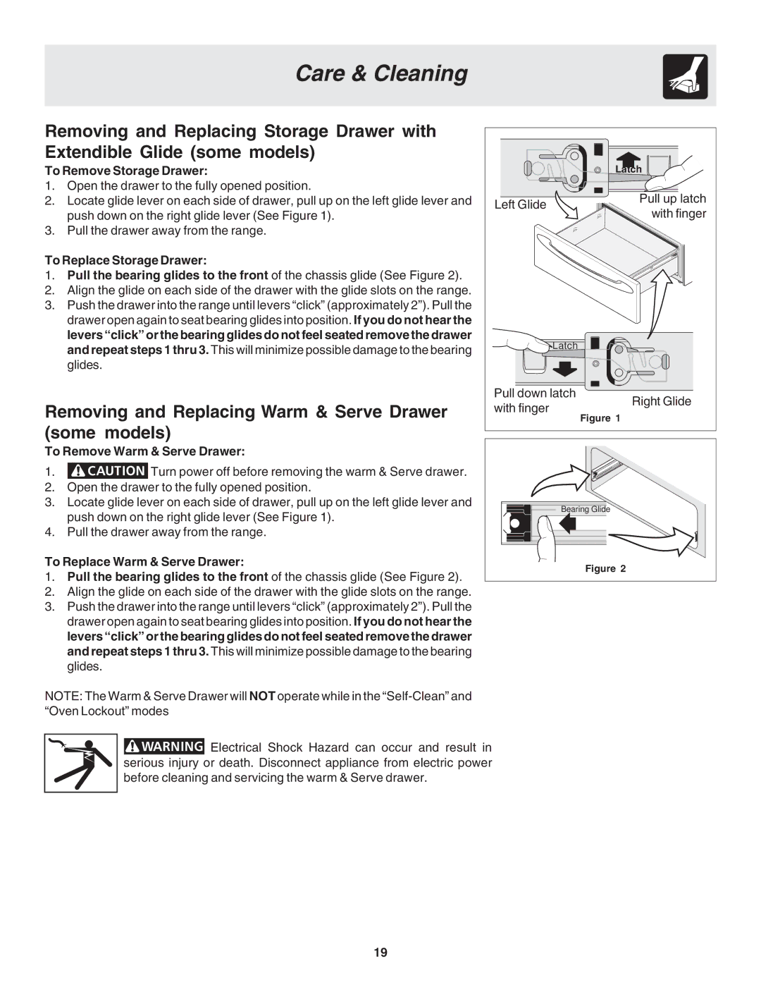 Frigidaire 318203870 warranty Removing and Replacing Warm & Serve Drawer some models, To Remove Storage Drawer 