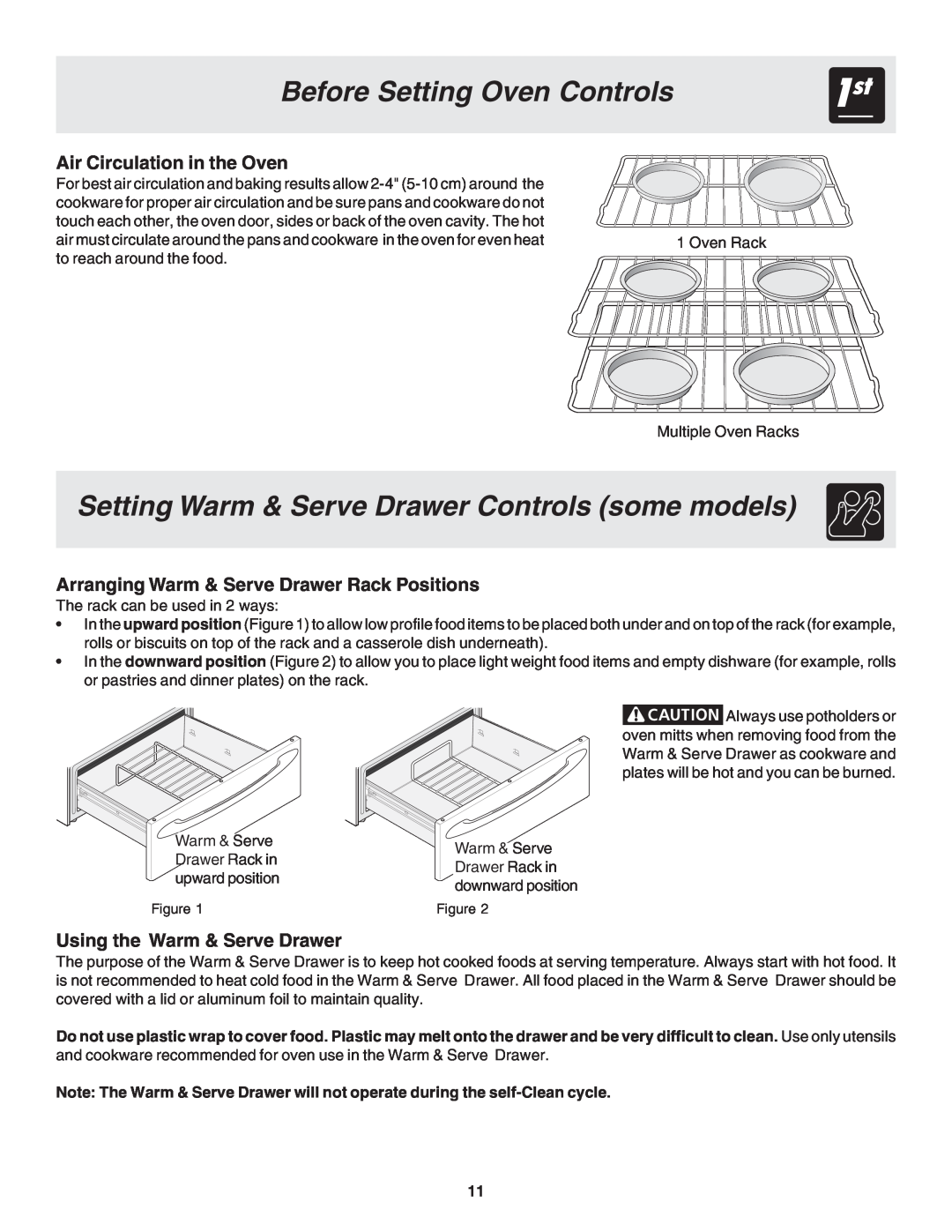 Frigidaire 318203870 warranty Setting Warm & Serve Drawer Controls some models, Air Circulation in the Oven 