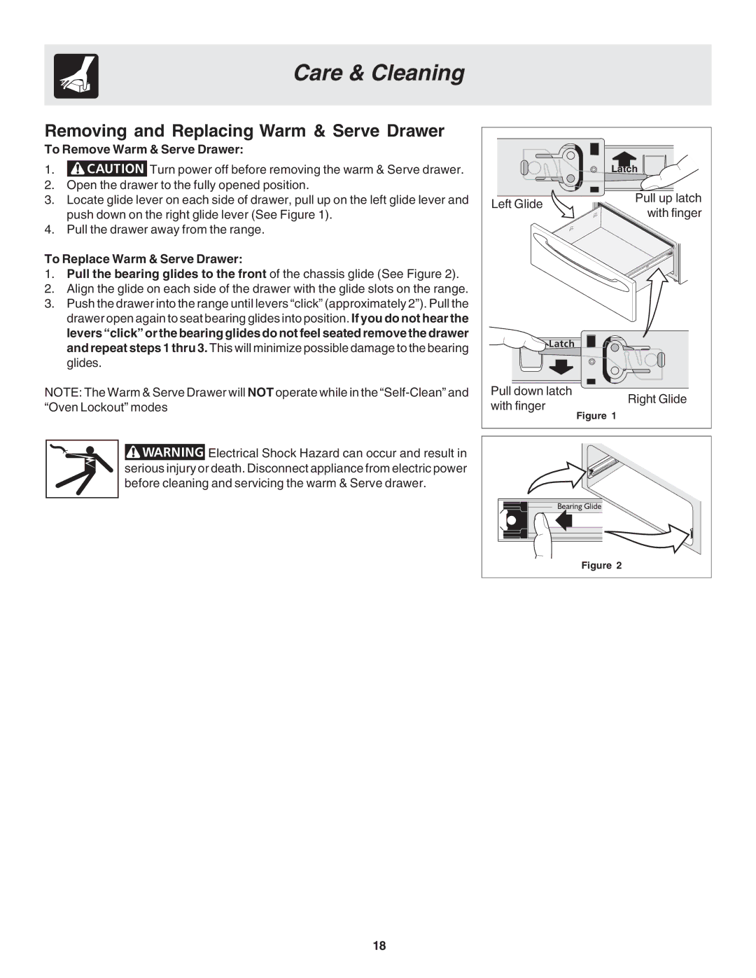 Frigidaire 318203875 warranty Removing and Replacing Warm & Serve Drawer, To Remove Warm & Serve Drawer 