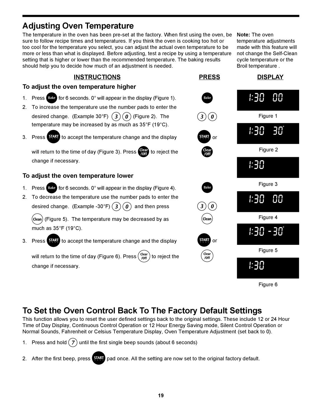 Frigidaire 318204125 manual Adjusting Oven Temperature, To adjust the oven temperature higher 