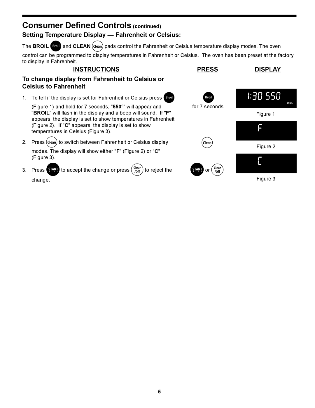 Frigidaire 318204125 manual Setting Temperature Display Fahrenheit or Celsius, Instructions Press, For 7 seconds 