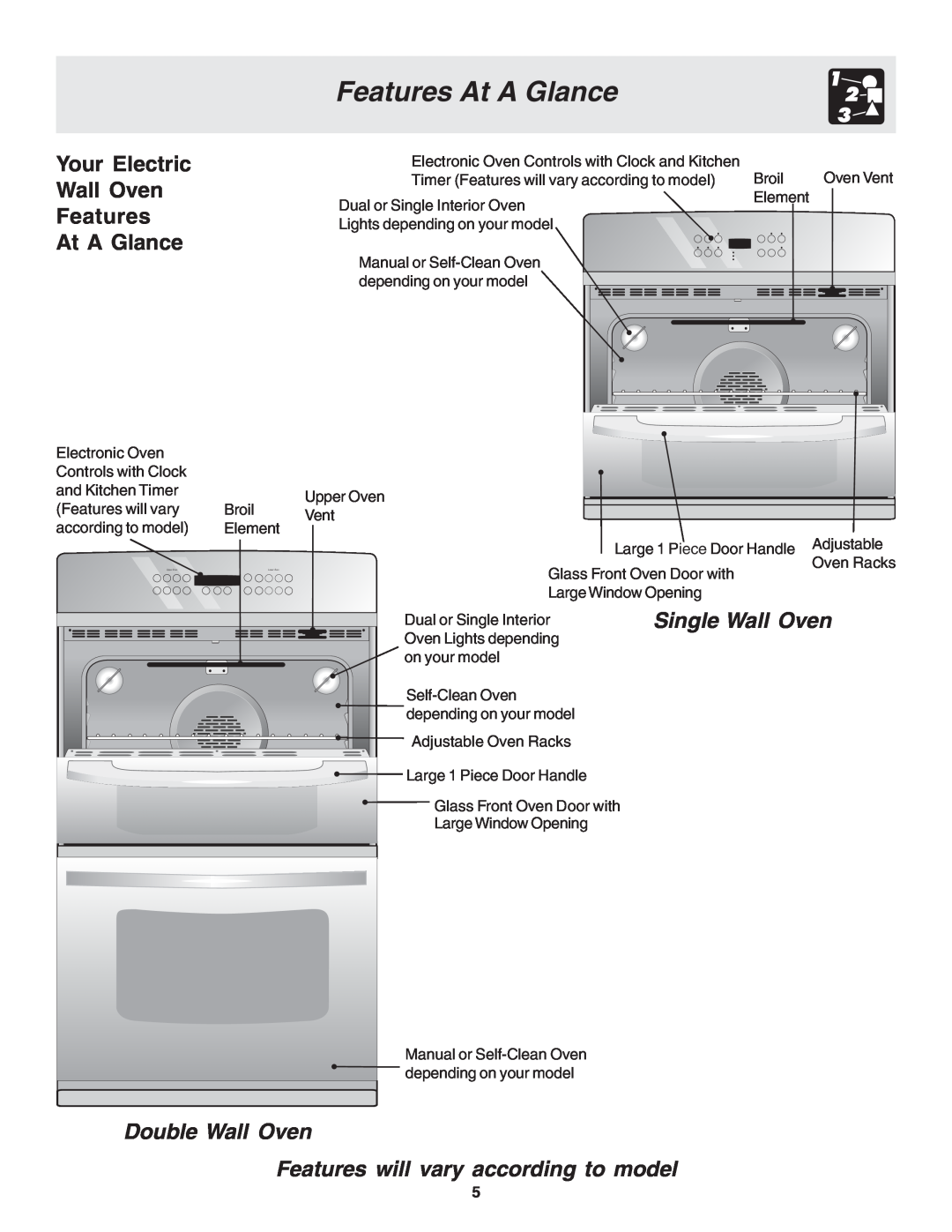 Frigidaire 318205115E warranty Your Electric Wall Oven Features At A Glance, Single Wall Oven 