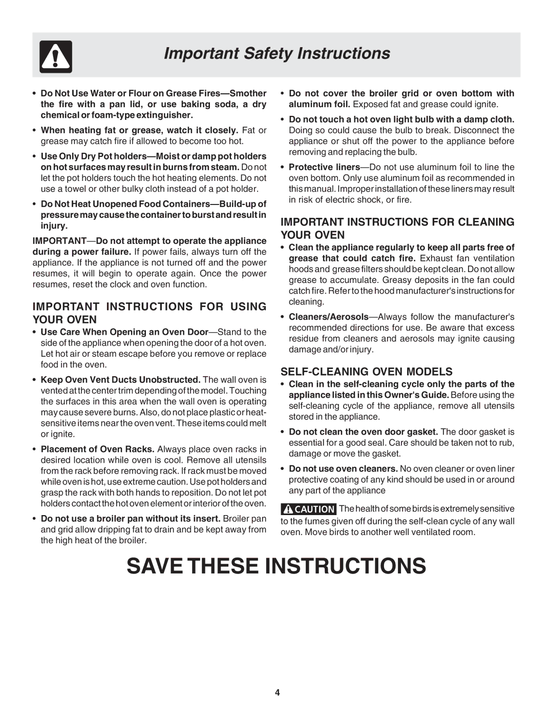 Frigidaire 318205116 warranty Important Instructions for Using Your Oven 