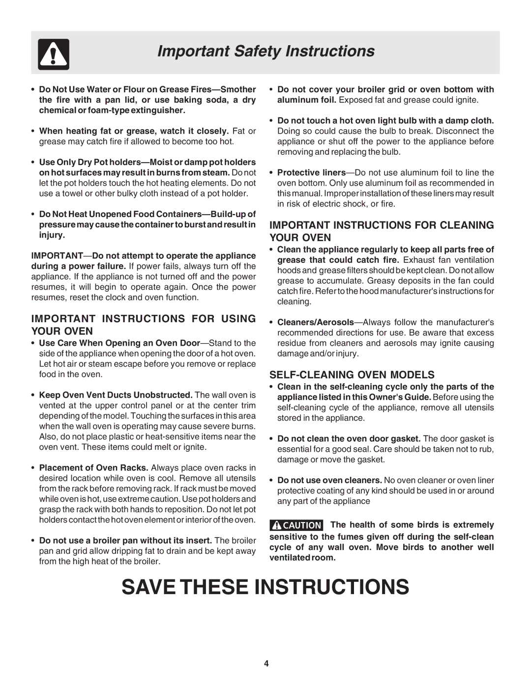 Frigidaire 318205121 warranty Important Instructions for Using Your Oven 