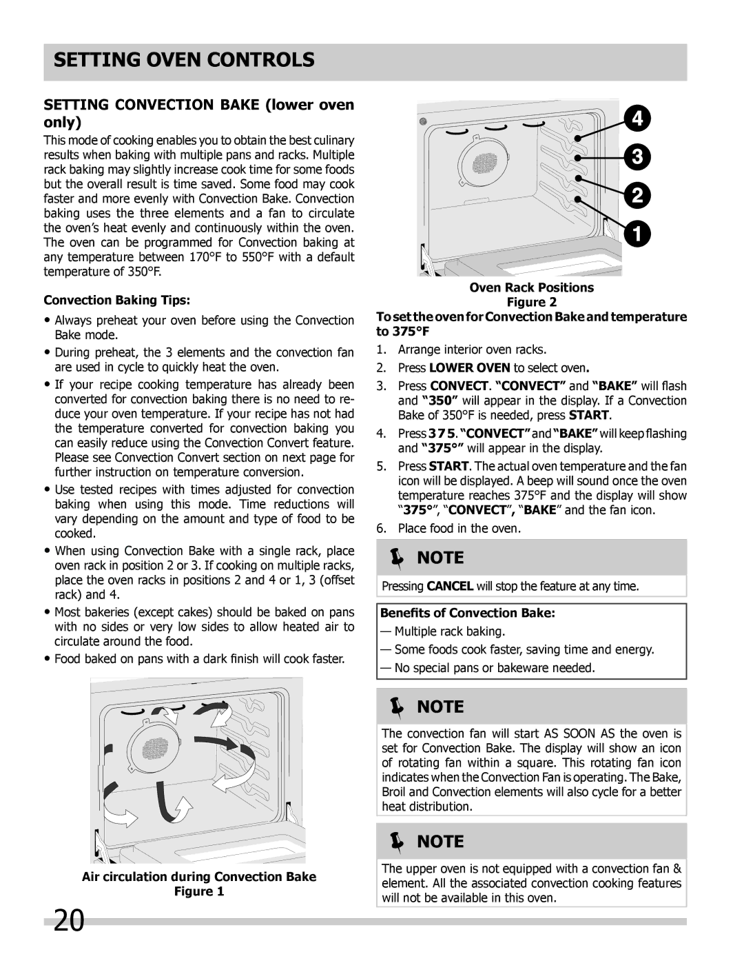 Frigidaire 318205204, L5V3E4 Setting Convection Bake lower oven only, Convection Baking Tips, Benefits of Convection Bake 