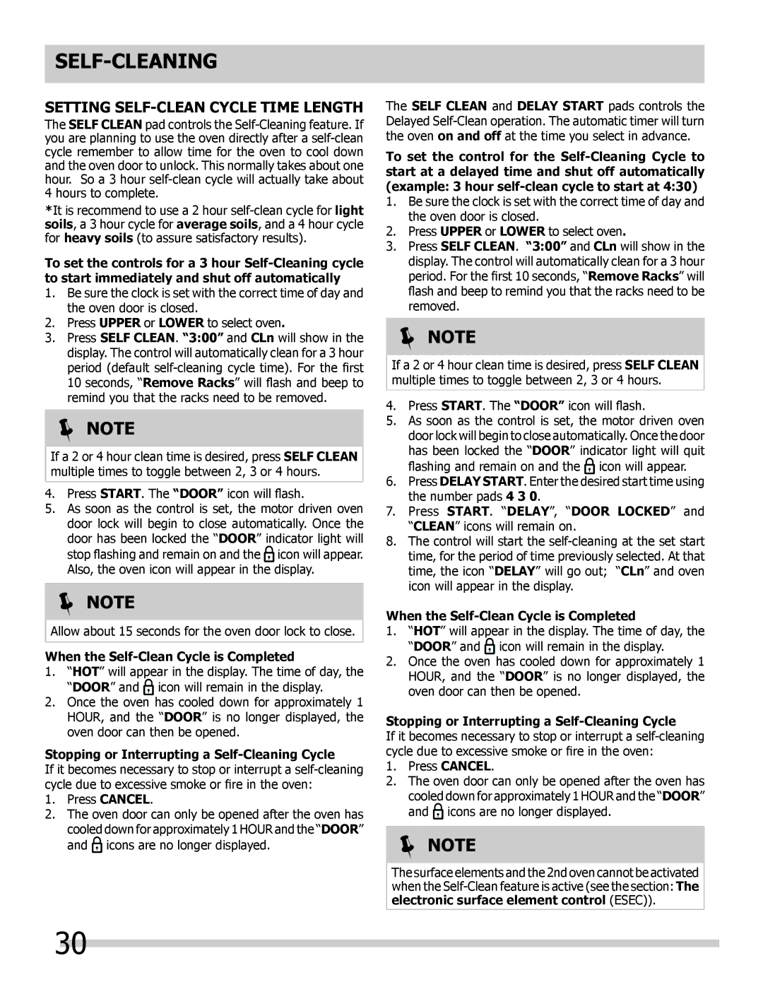 Frigidaire 318205205 manual Setting SELF-CLEAN Cycle Time Length, When the Self-Clean Cycle is Completed 