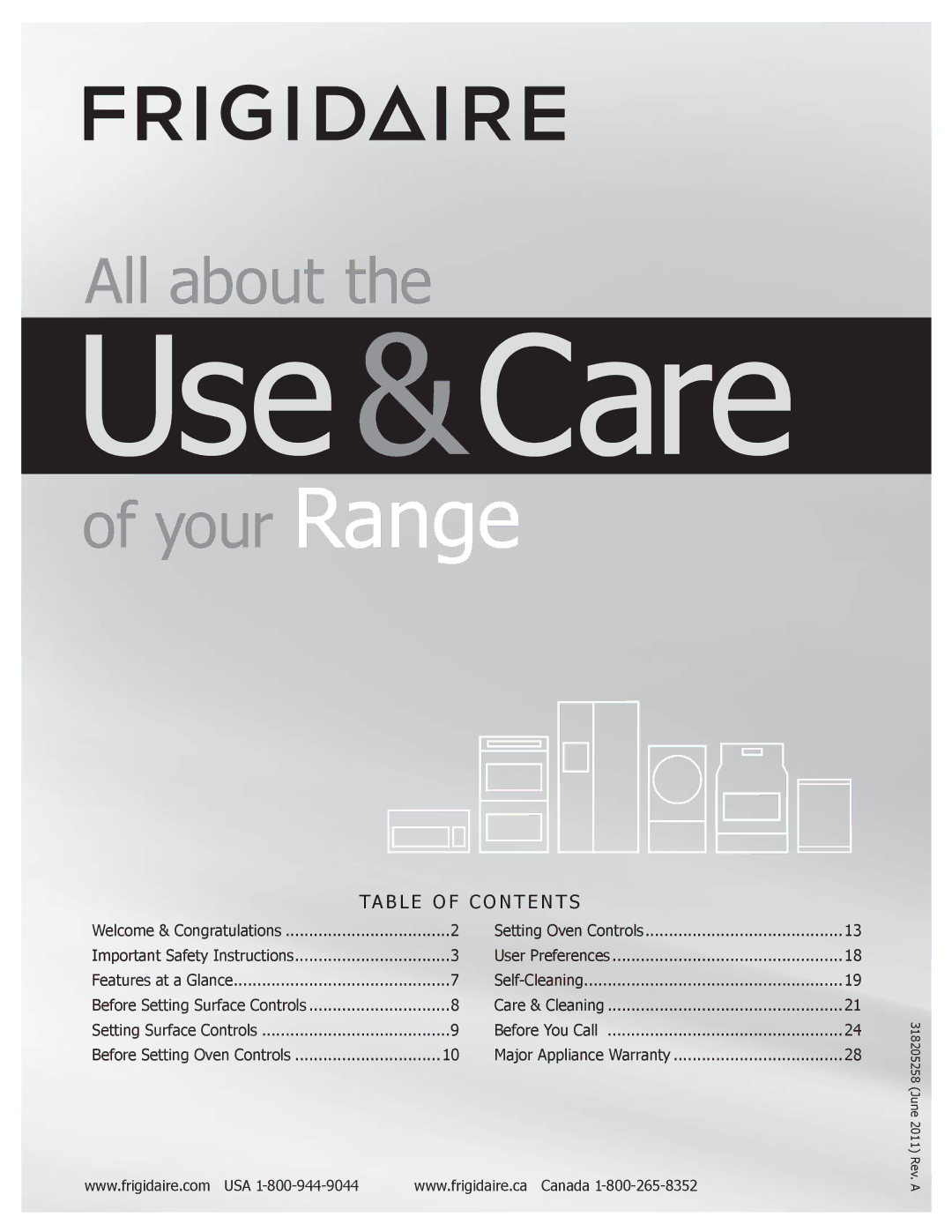 Frigidaire 318205258 important safety instructions Use &Care 