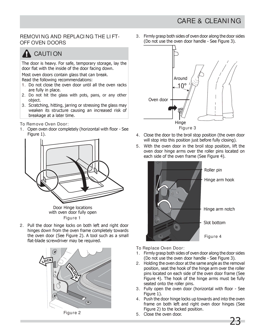 Frigidaire 318205258 Removing and Replacing the LIFT- OFF Oven Doors, To Remove Oven Door, To Replace Oven Door 