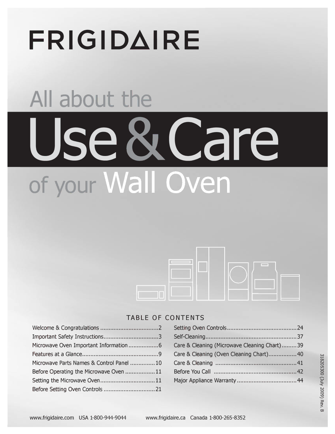 Frigidaire 318205300 important safety instructions Use &Care 