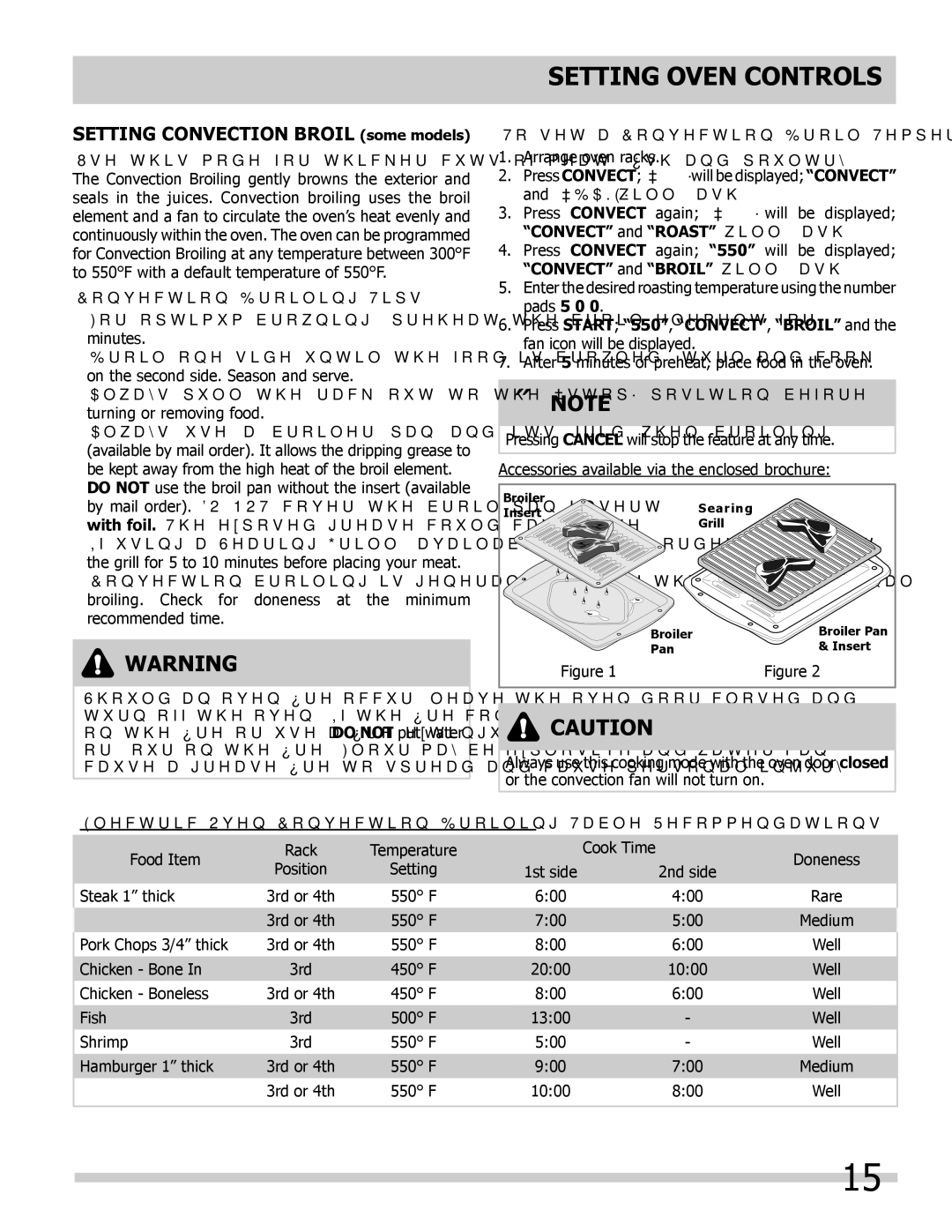 Frigidaire 318205303 important safety instructions Setting Convection Broil some models, Convection Broiling Tips 