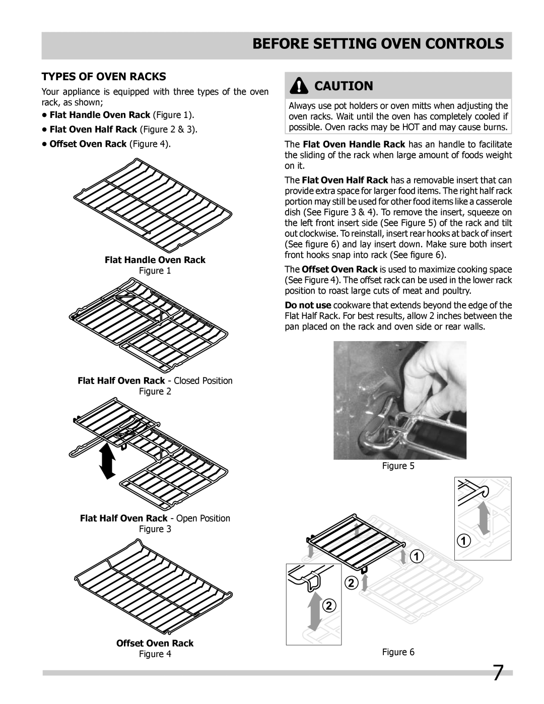 Frigidaire 318205307 important safety instructions Types of Oven Racks 