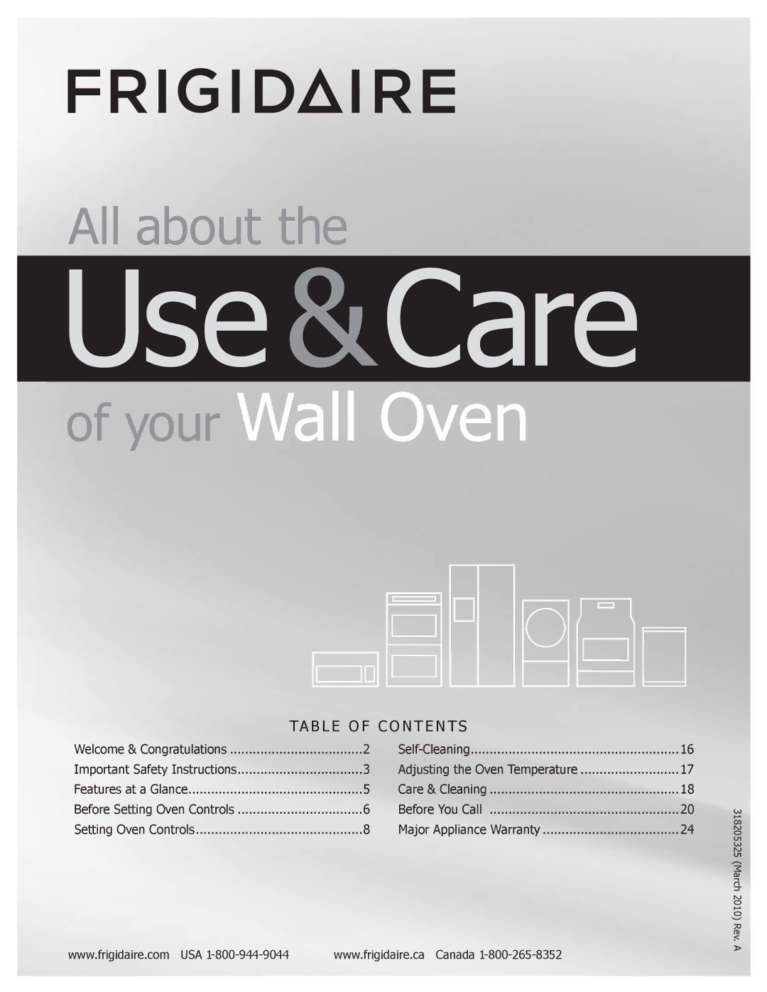 Frigidaire 318205325 important safety instructions Use &Care 