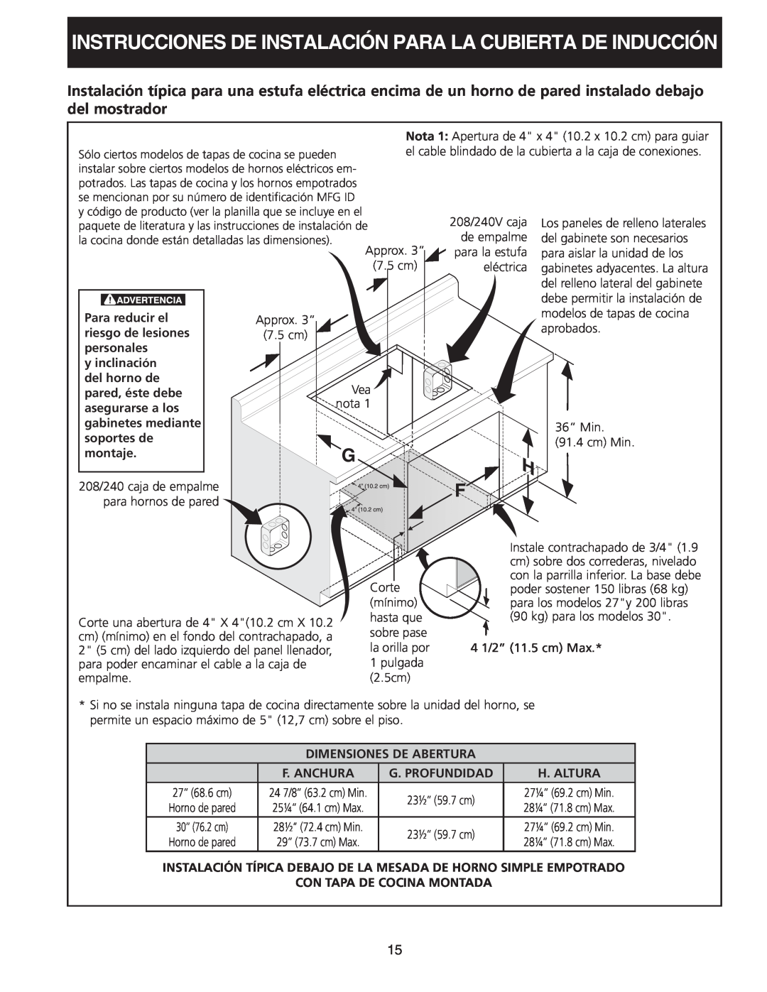 Frigidaire 318205412 installation instructions Instrucciones De Instalación Para La Cubierta De Inducción, Para reducir el 