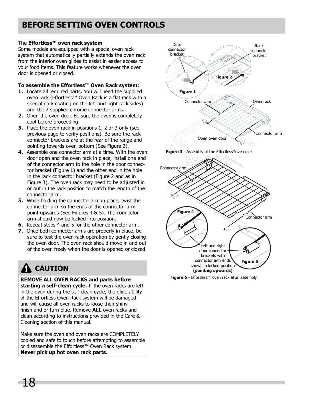 Frigidaire 318205804 manual Effortless oven rack system, To assemble the Effortless Oven Rack system 