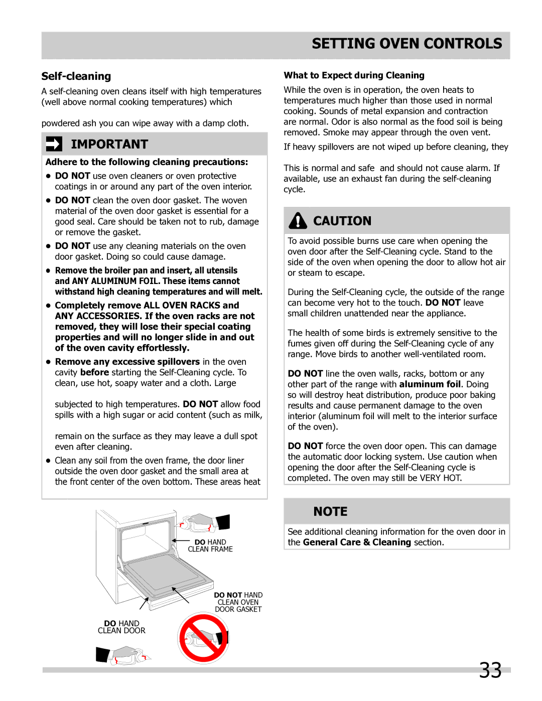 Frigidaire 318205804 manual Self-cleaning, Adhere to the following cleaning precautions, What to Expect during Cleaning 