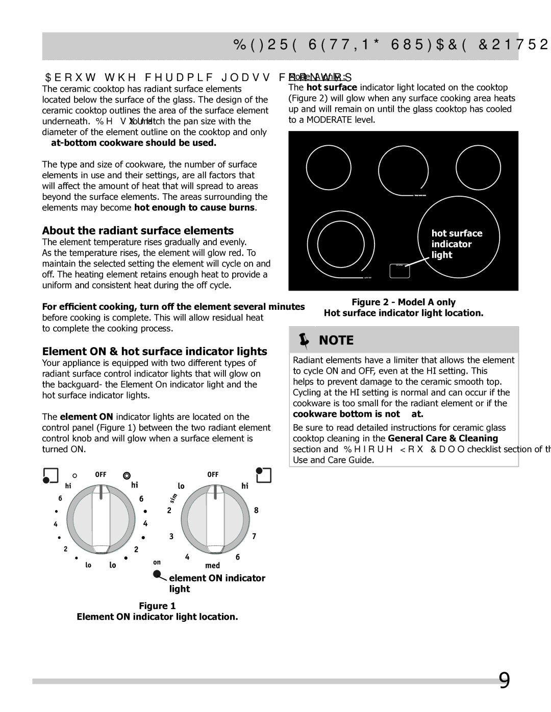 Frigidaire 318205804 Before Setting surface controls, About the ceramic glass cooktop, About the radiant surface elements 