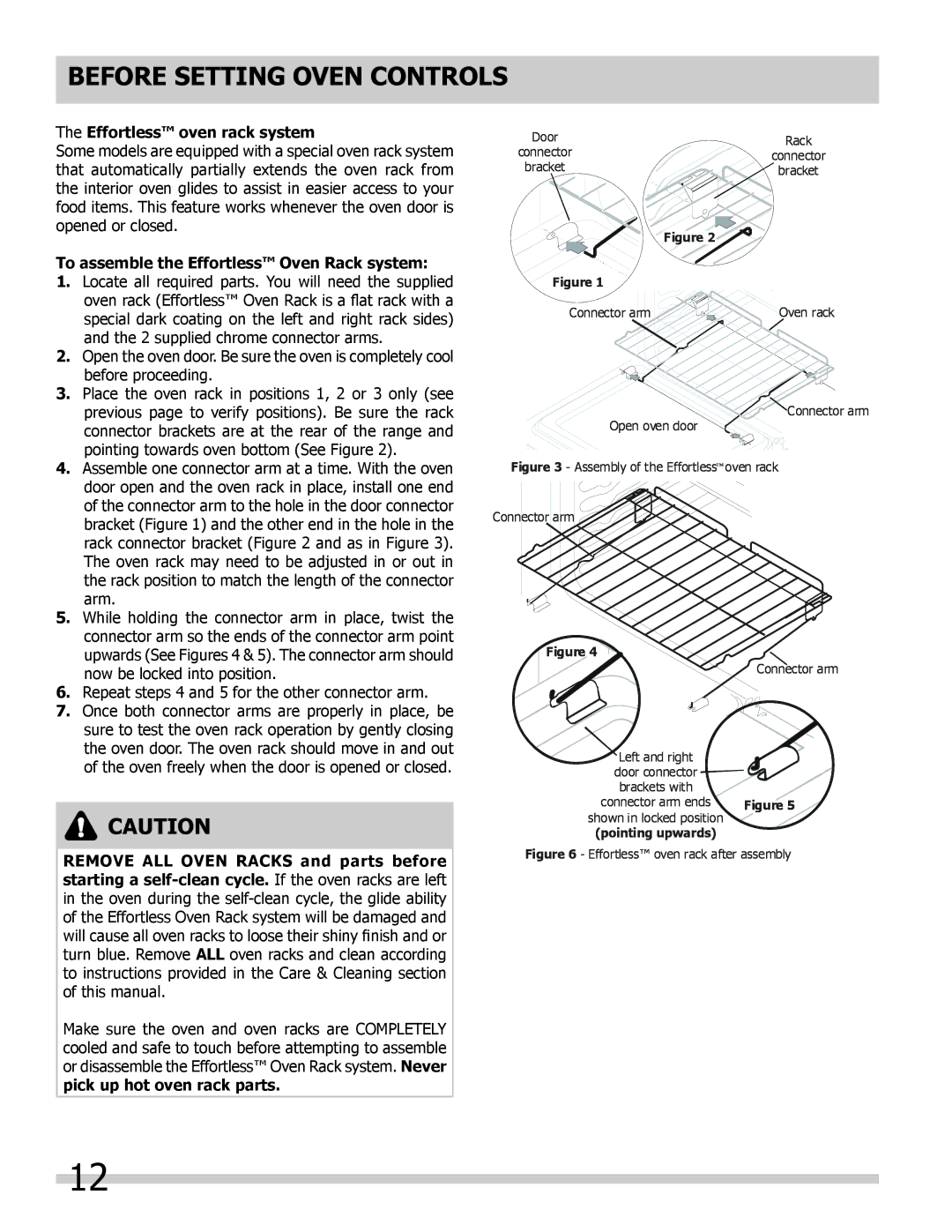 Frigidaire 318205852 manual Effortless oven rack system, To assemble the Effortless Oven Rack system 