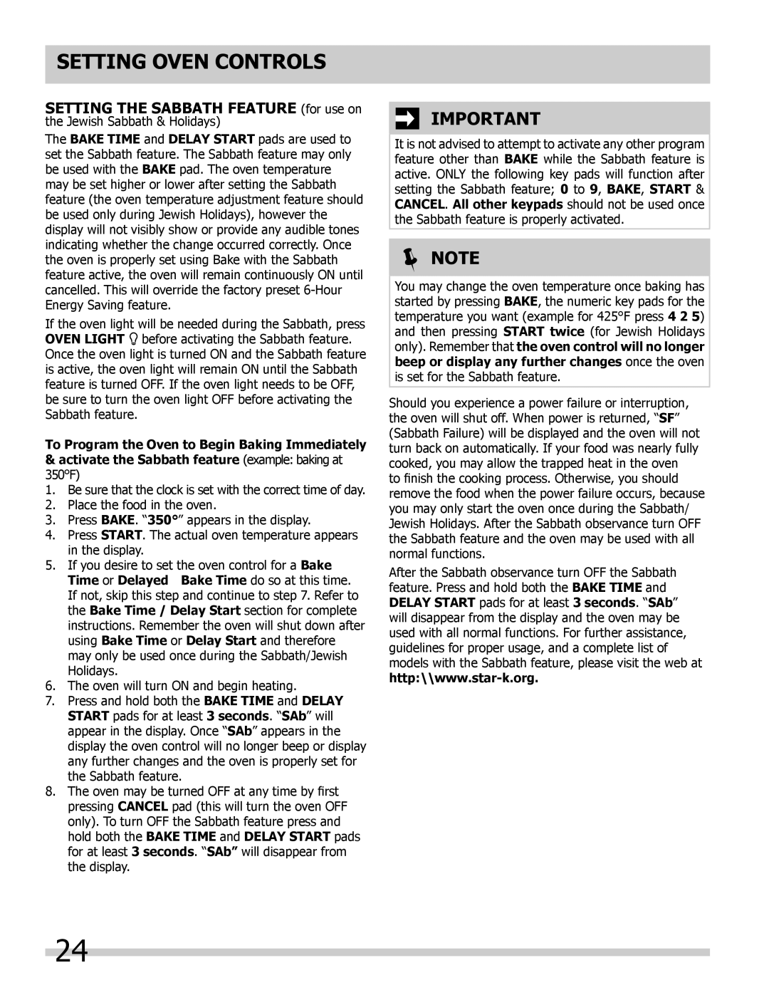 Frigidaire 318205852 manual Setting Oven Controls 