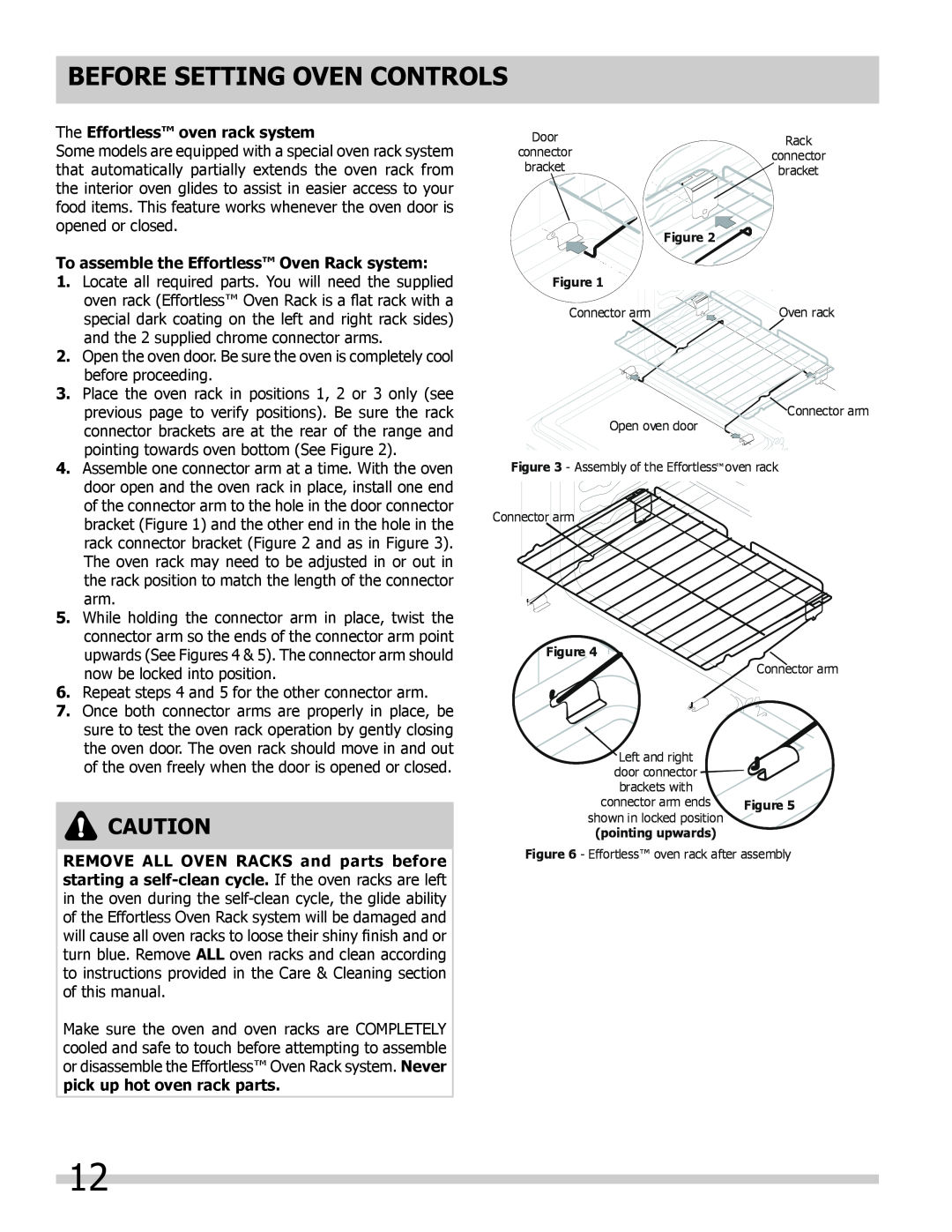 Frigidaire 318205852 manual The Effortless oven rack system, To assemble the Effortless Oven Rack system 