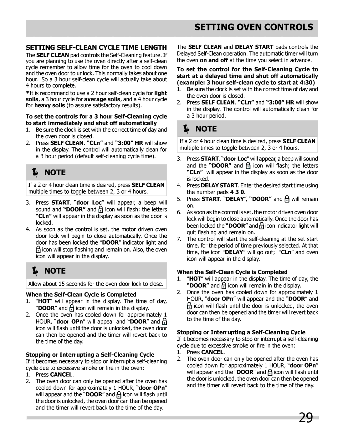 Frigidaire 318205854 manual Setting SELF-CLEAN Cycle Time Length, When the Self-Clean Cycle is Completed 