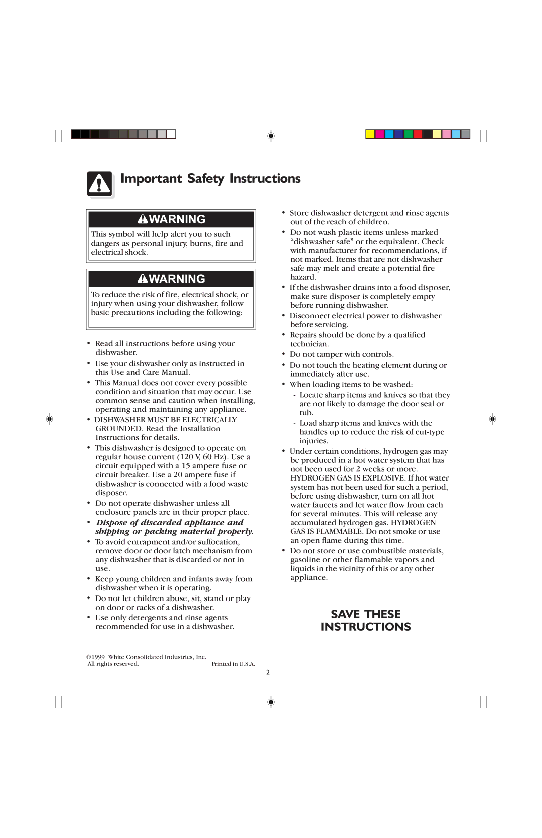 Frigidaire 400, 100 warranty Important Safety Instructions 