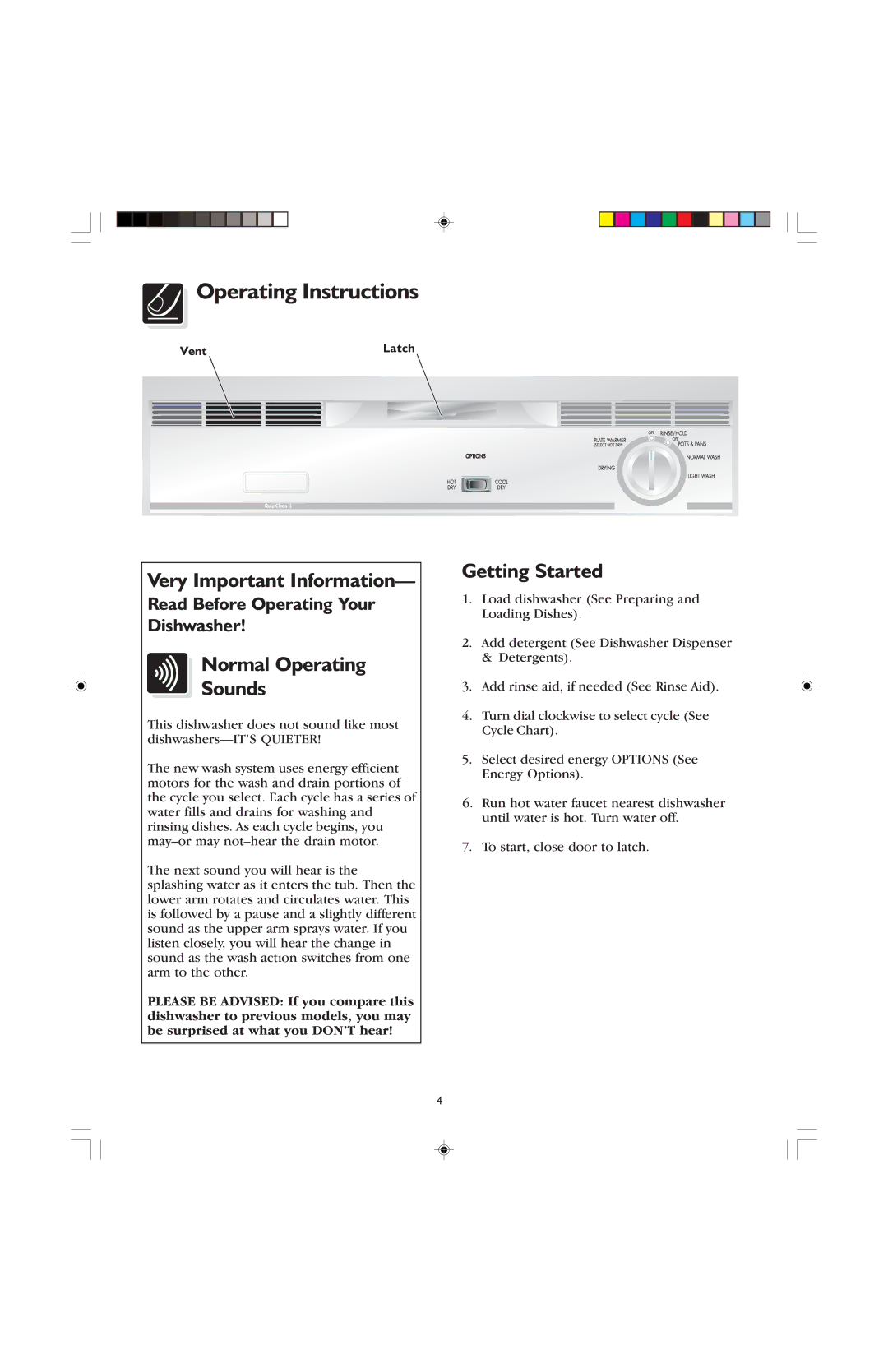 Frigidaire 400, 100 warranty Operating Instructions, Very Important Information, Normal Operating Sounds, Getting Started 