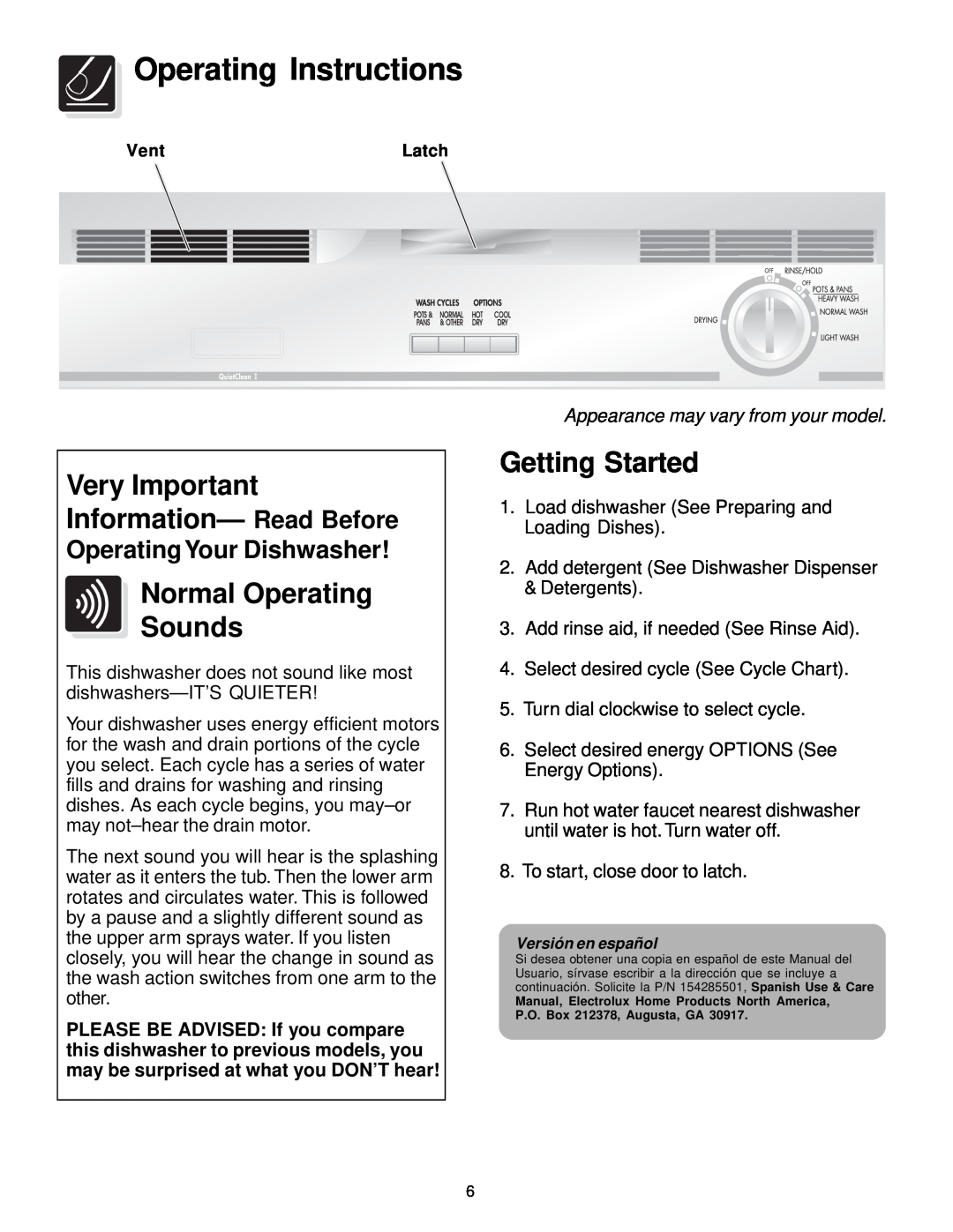 Frigidaire 400 Series warranty Operating Instructions, Very Important Information- Read Before, Normal Operating Sounds 
