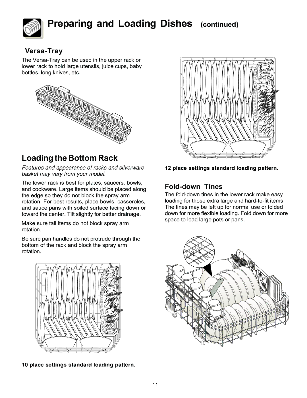 Frigidaire 4000 warranty Versa-Tray, Fold-down Tines 