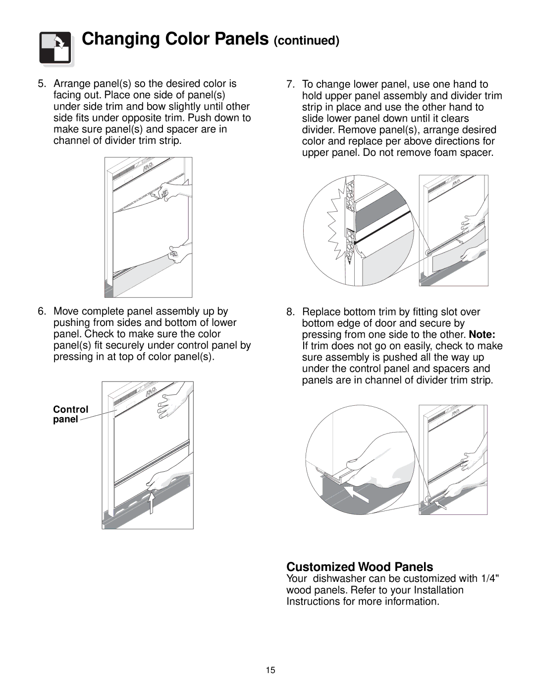 Frigidaire 500 Series warranty Customized Wood Panels 