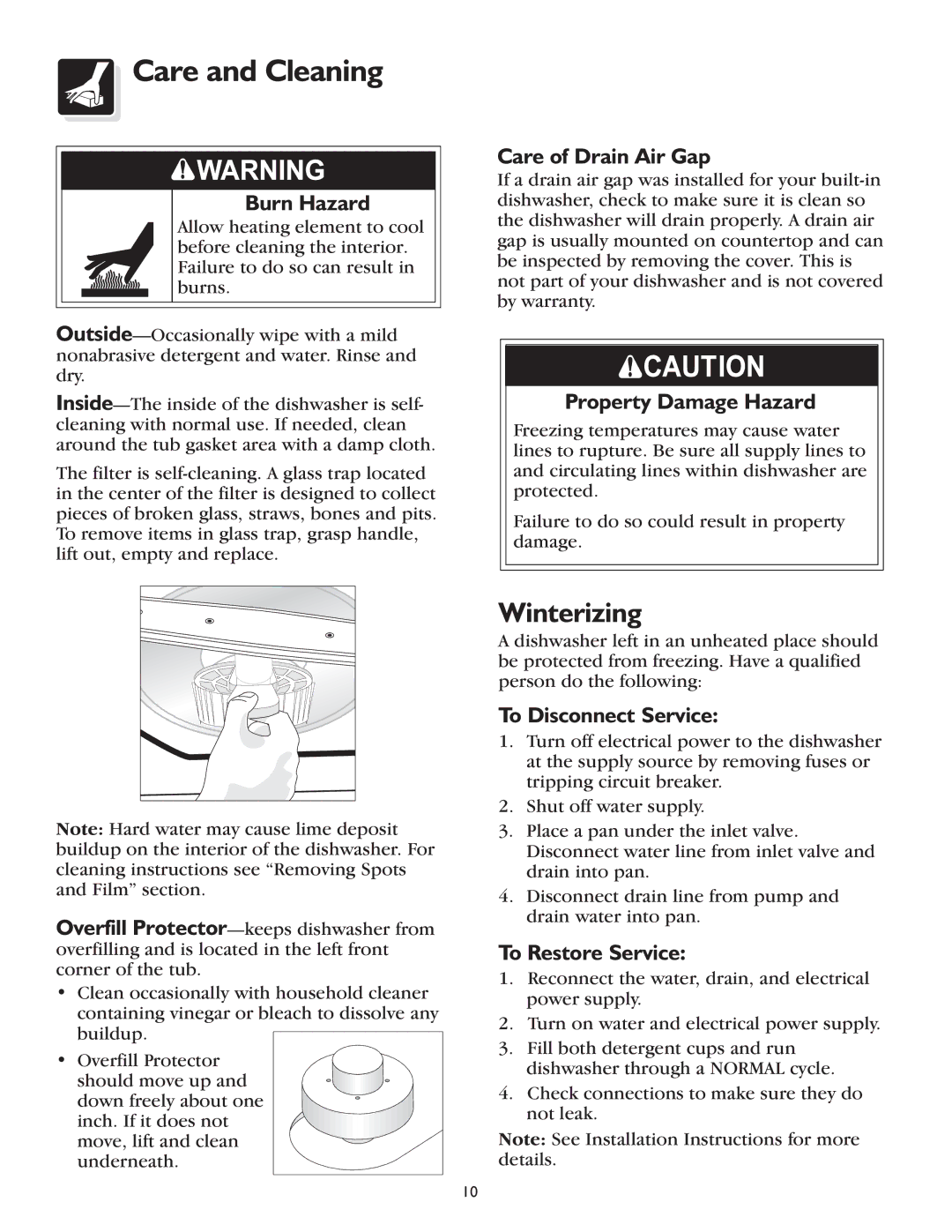 Frigidaire 600 Series warranty Care and Cleaning, Winterizing 