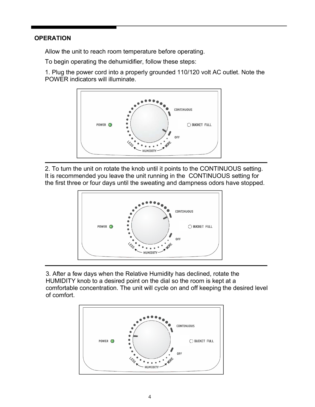 Frigidaire 66129900901 warranty Operation 