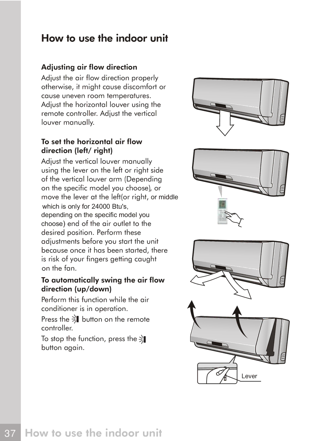 Frigidaire 66129904886 manual How to use the indoor unit 