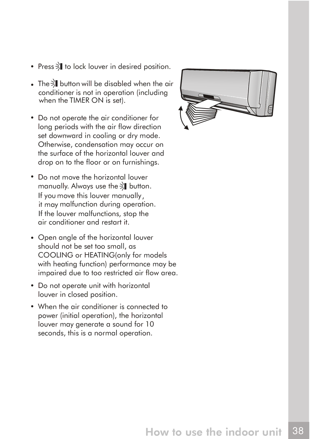 Frigidaire 66129904886 manual How to use the indoor unit 