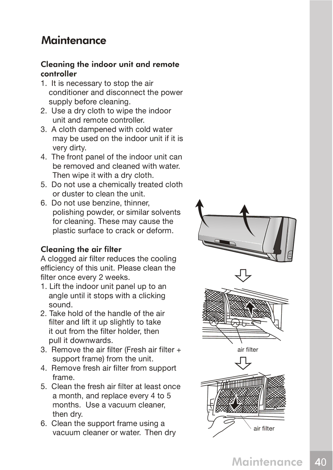 Frigidaire 66129904886 manual Maintenance 