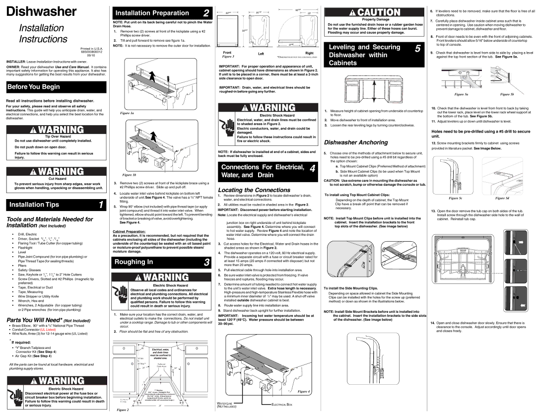 Frigidaire 685000800012 installation instructions Before You Begin, Installation Tips, Installation Preparation, Roughing 