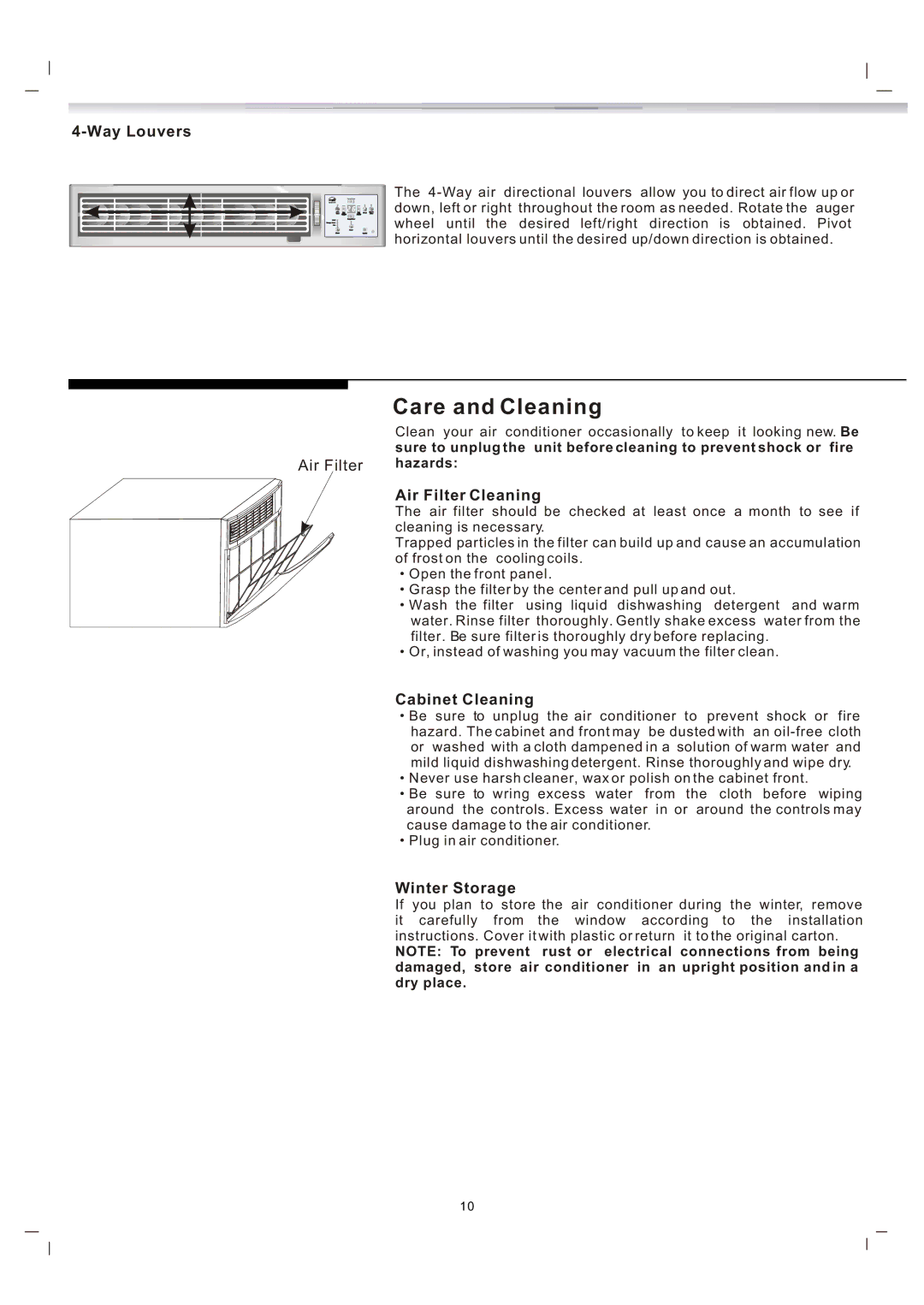 Frigidaire 819042150-01 manual Care and Cleaning 