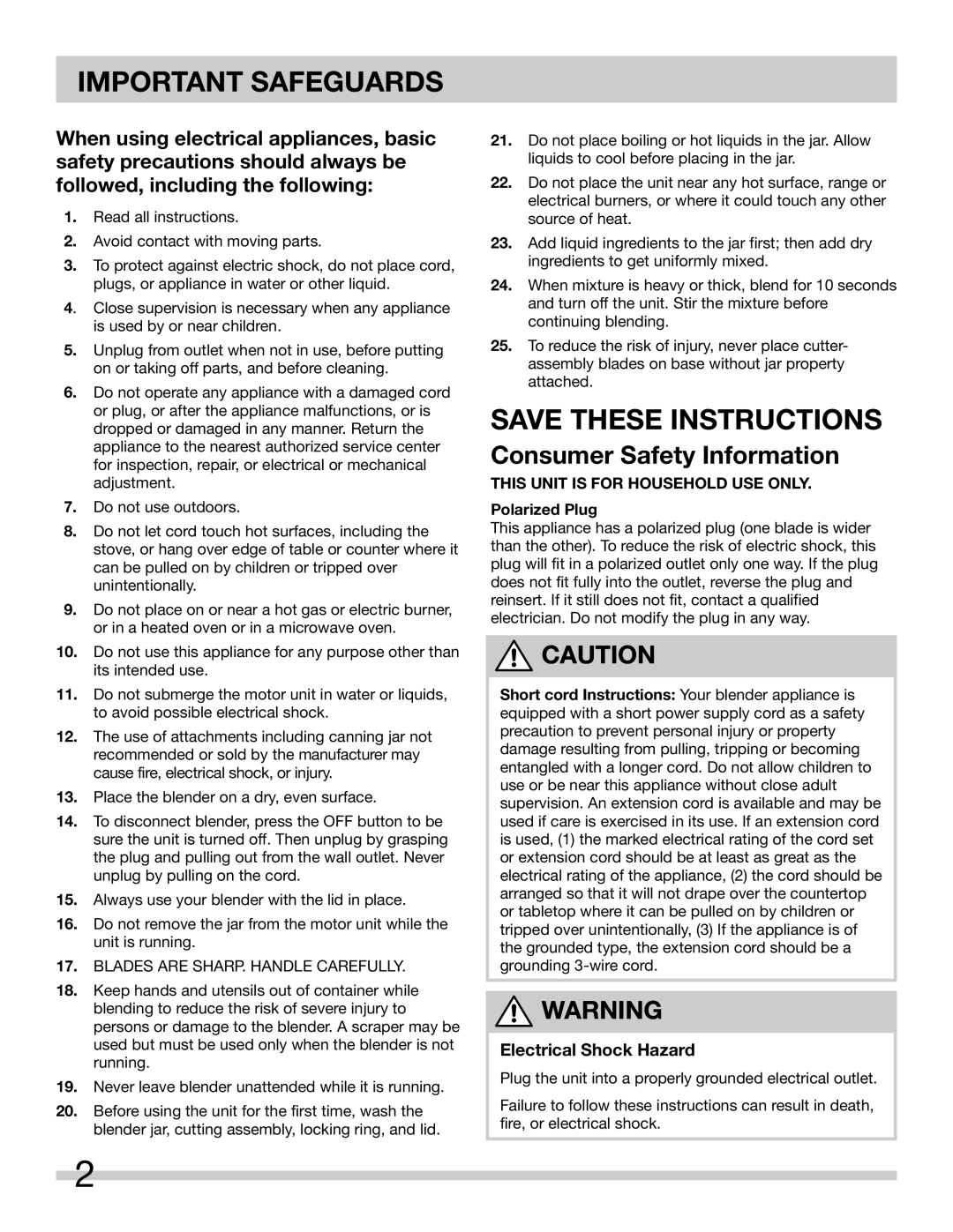 Frigidaire 900253211-UM warranty Important Safeguards, Save These Instructions, Consumer Safety Information 