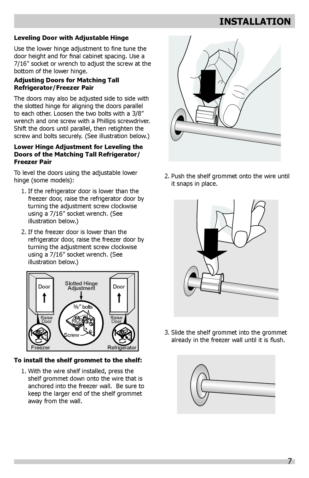 Frigidaire A01060901 Leveling Door with Adjustable Hinge, Adjusting Doors for Matching Tall Refrigerator/Freezer Pair 