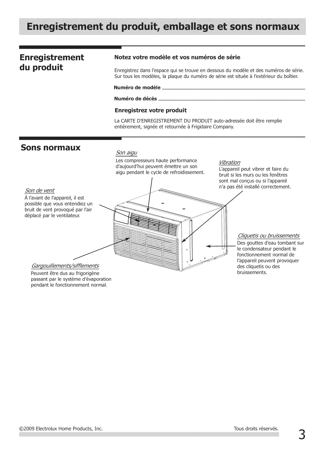 Frigidaire Air Conditioner manual Enregistrement du produit, Enregistrez votre produit 