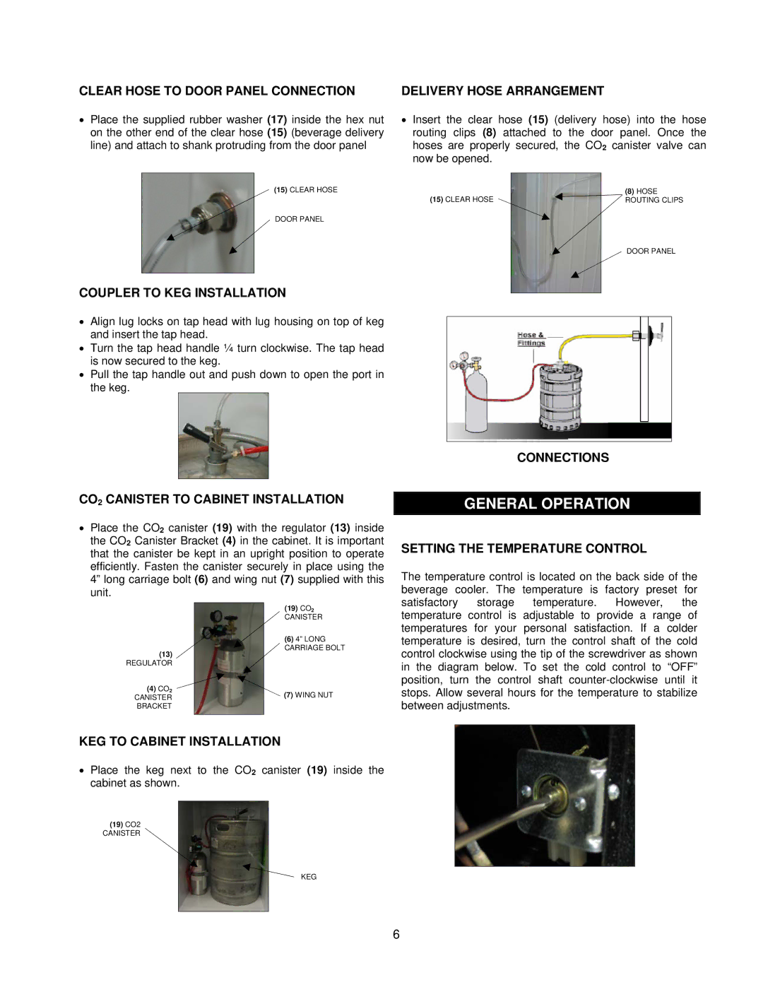 Frigidaire beverage cooler important safety instructions General Operation 