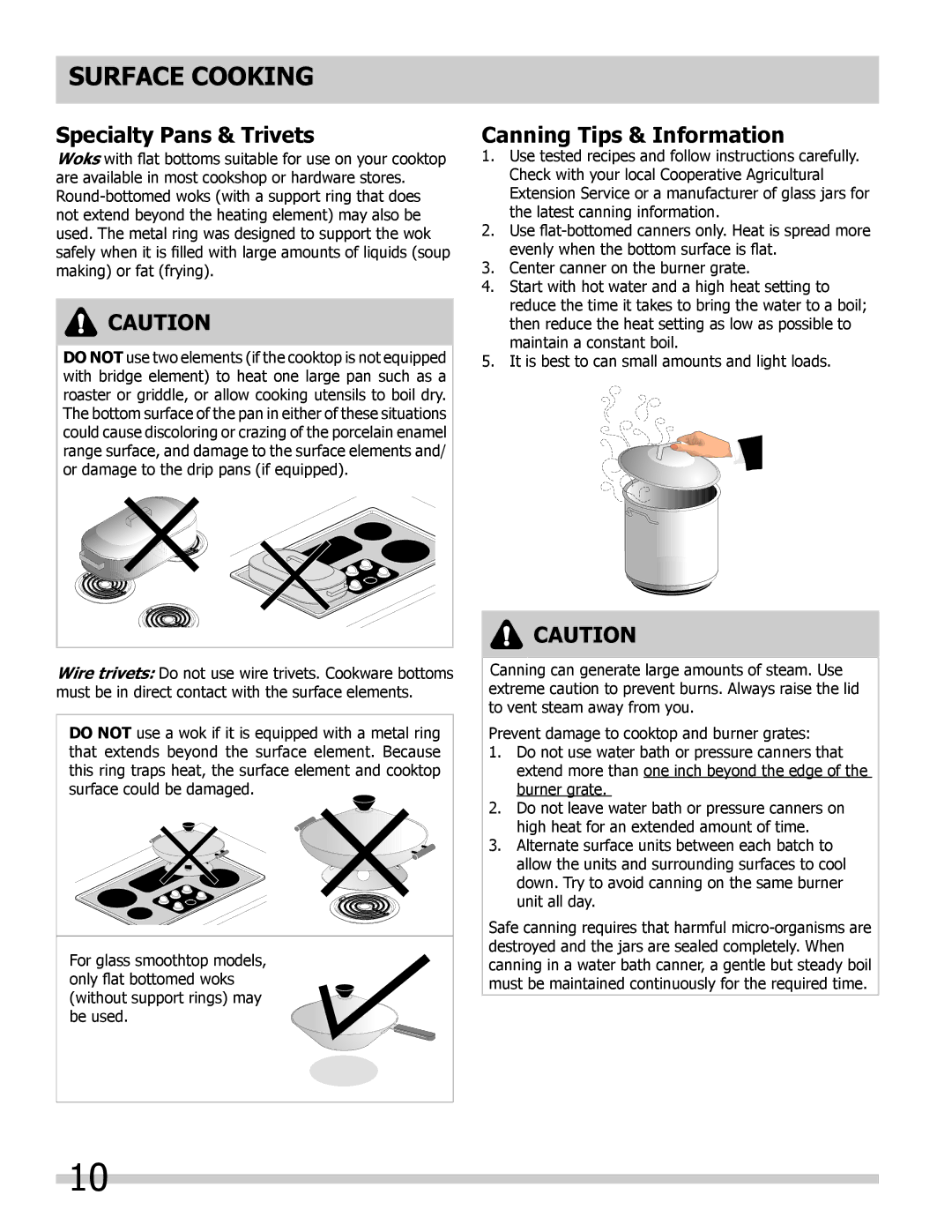 Frigidaire A, B manual Specialty Pans & Trivets, Canning Tips & Information 