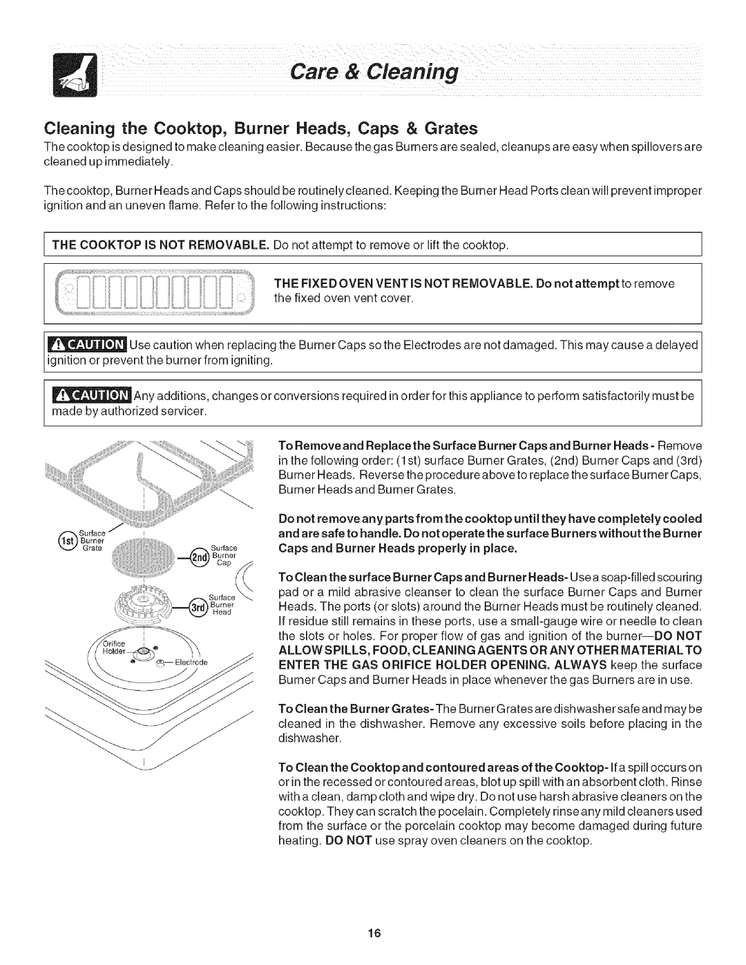 Frigidaire CFGS365FC3, CFGS365EB5, CFGS365ES5 important safety instructions Care & Cleaning 