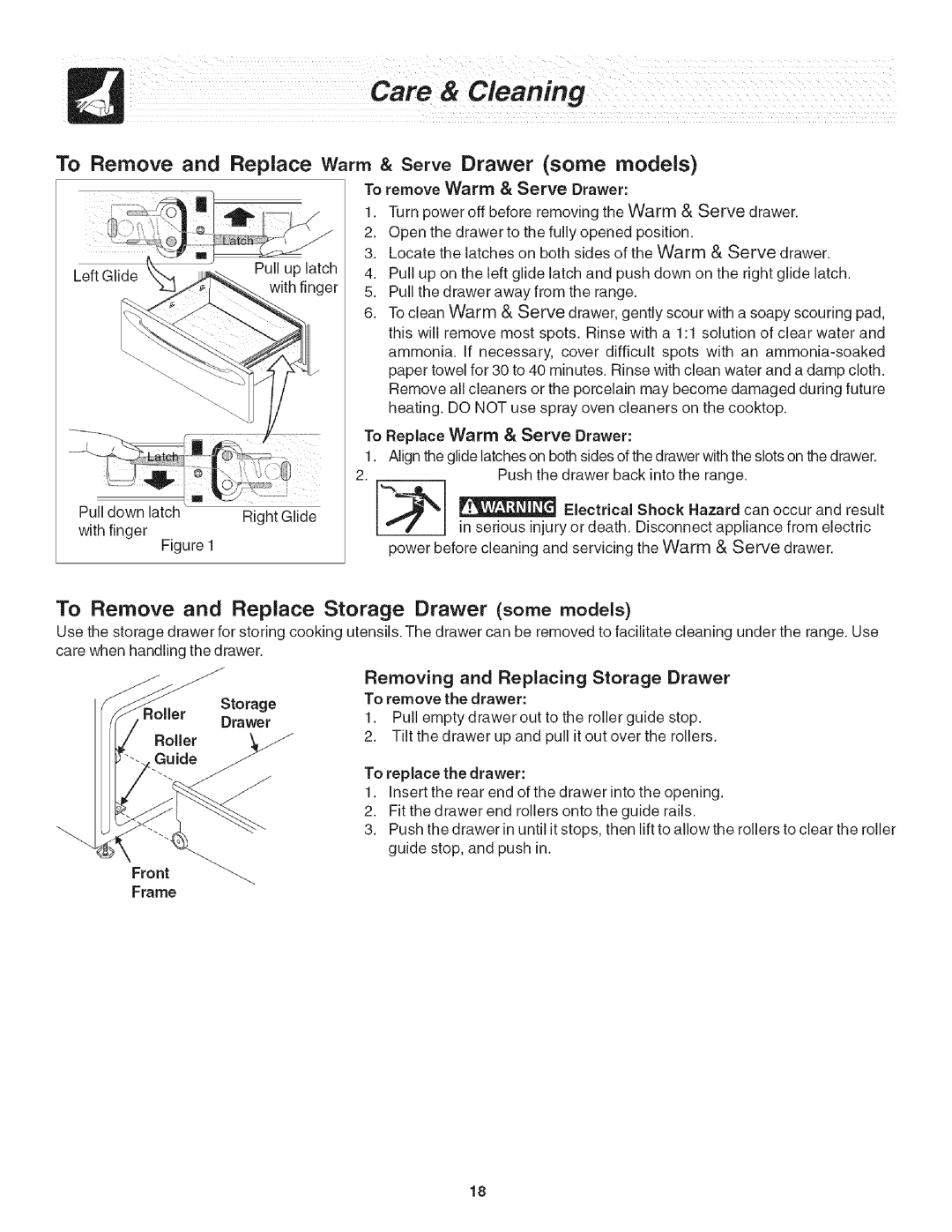 Frigidaire CFGS365EB5, CFGS365FC3, CFGS365ES5 important safety instructions Serve, Removing and Replacing Storage Drawer 