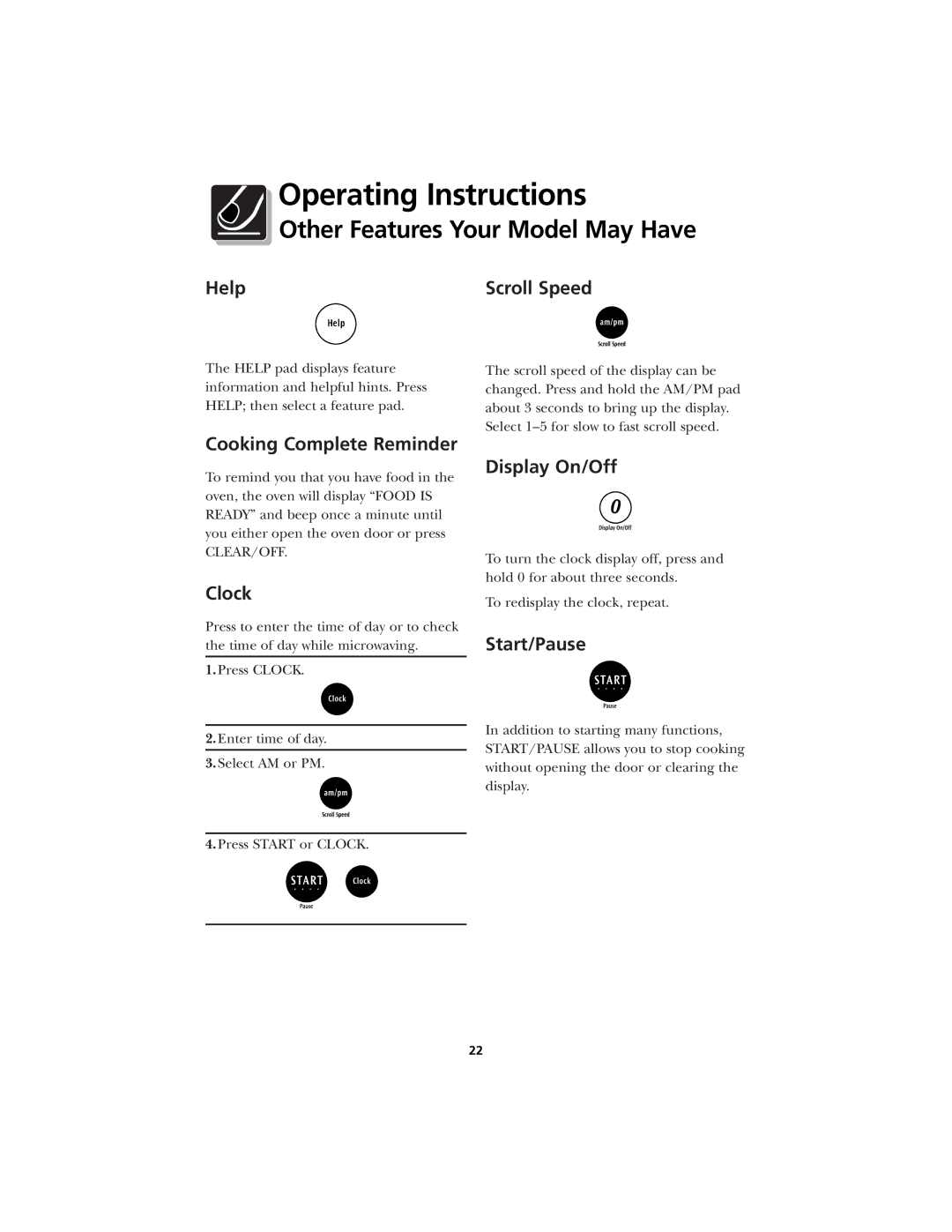 Frigidaire CFMV145 warranty Other Features Your Model May Have 