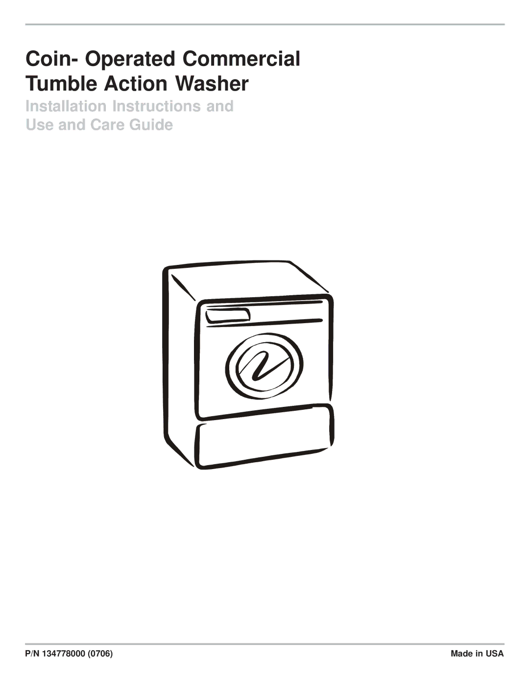 Frigidaire Coin- Operated Commercial Tumble Action Washer installation instructions 